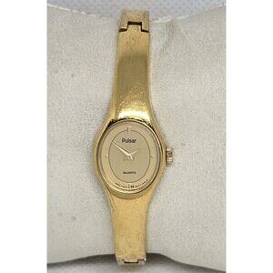 Women's Pulsar Classic Oval Gold Tone Dial Bangle Bracelet Watch 13